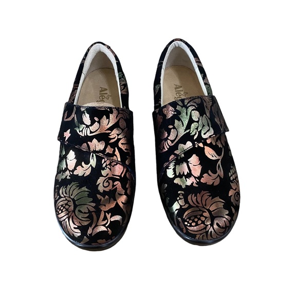 Alegria Lauryn Regal Gold Copper Floral Print Clog Shoes Back - Picture 2 of 7
